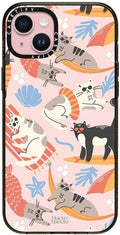 CASETiFY Impact Case for iPhone 15 Plus [8.2ft 4X Military Grade Drop Protection/Compatible with Magsafe] - Cozy Cats - Clear Black