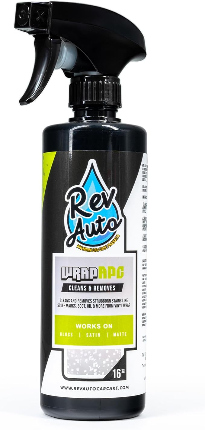 Rev Auto Wrap APC - Car Wrap Stain Remover That Removes Scuff Marks, Soot, Oil, and Light To Medium Stains | Works For All Vinyl Wrap Finishes - (16 Fl Oz)