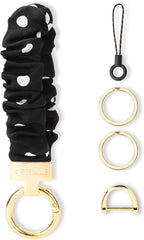 WEESMILE Keychain Wristlet, Stretchy Key Chain for Car Keys with D ring, Cute Scrunchie Wrist Bracelet for Women Men