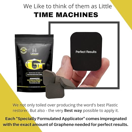 Lithium Plastic Trim Restoration Kit - Ceramic Graphene Infused Trim Cubes - Restores Even The Most Damaged Car Plastic Trim to Factory New Look - Last for 250 Washes Guaranteed