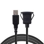 cablecc 1m Waterproof Single USB 2.0 Extension Latch Mount Car AUX Cable for Dashboard Panel