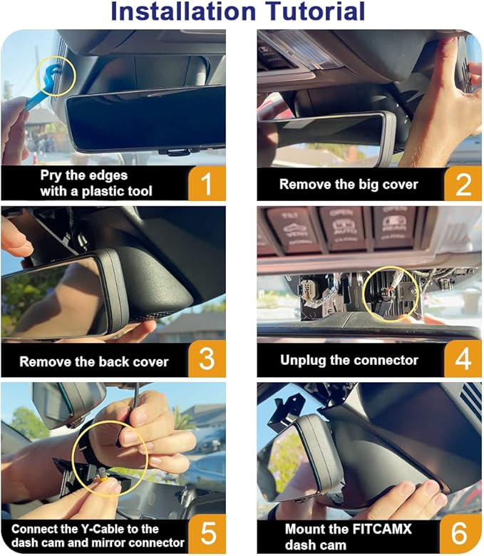 Fitcamx 4K Dash Cam Suitable for RAM 1500 (Model B) 2019-2024 Rebel Big Horn Laramie Tradesman TRX Classic, OEM Look, 2160P UHD Video, WiFi & APP, Loop Recording G-Sensor, Easy to Use, 64GB Card