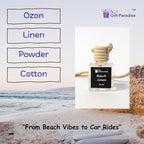 Beach Linen Car Freshener Set of 3 – Premium Hanging Air Fresheners with Velvet gift bag – Long Lasting Fresh Laundry & Ocean Breeze Scent for Cars, Closets & Small Spaces