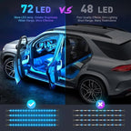 RGB Interior Car LED Strip Lights,72 LED Interior Lights with Smart APP Remote Control,Multicolor Footwell Under Dash Inside Light Kits Music Sync Mode,for Vehicle Internal Car Ambient Lighting Kits