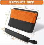 Car Seat Organizer with Gap Filler, 2-in-1 Luxurious Microfiber Storage Box and Leather Seat Console Gap Filler Drop Blocker Stopper Accessories for Sedan SUV Truck Van (Black/Orange, 1 Set)
