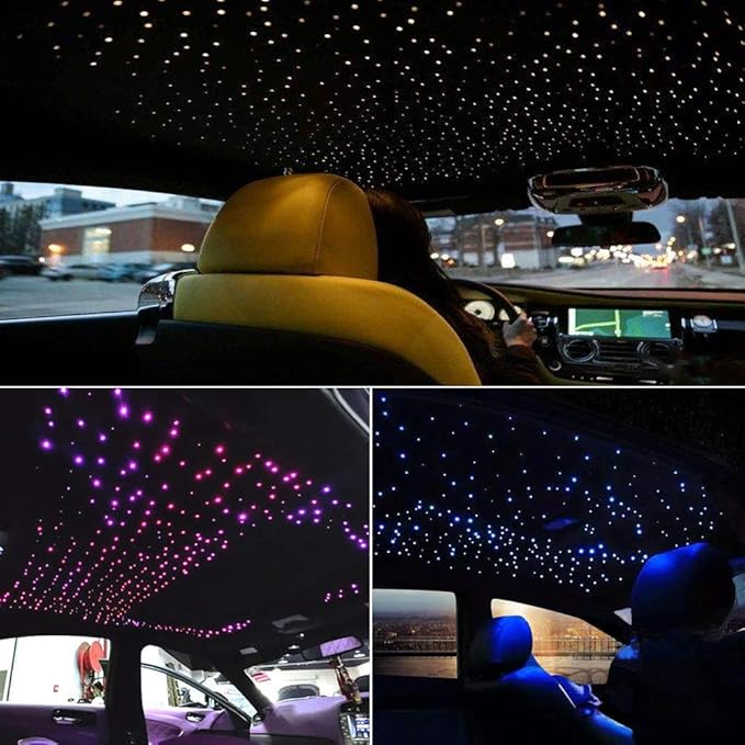 AKEPO Fiber Optic Lights kit Twinkle+ APP Control + Music Effect for Star Ceiling Sky Light Car Home Use, RGBW Light Engine+Optical Fiber Cable 375pcs of 9.8ft/3m(0.03+0.04+0.06in)+28key Remote