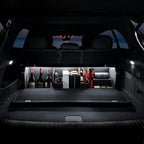 Car Trunk Organizer, Leather Trunk Organizer with LED Light Car Storage Box with Lid and Push-pull Handle Organizer Trunk Storage for SUV, Trunk, Minivan (Black, 42.9 x 11.4 x 12.2in)