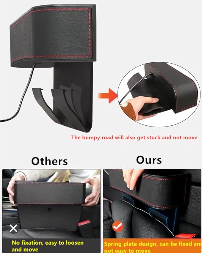 JEYODA Car Seat Gap Filler Organizer, Car Organizer Front Seat, Pack Auto Console Side Storage Box with Cup Holders，Car Organizers and Storage for Holding Phone, Sunglasses, Wallet 1PC (brown)