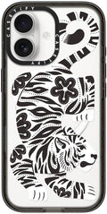 CASETiFY Impact iPhone 17 Case [Slim/Compatible with Magsafe / 8.2 ft. 4X Military Grade Drop Protection] - Silver Tiger - Clear Black