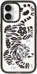 CASETiFY Impact iPhone 17 Case [Slim/Compatible with Magsafe / 8.2 ft. 4X Military Grade Drop Protection] - Silver Tiger - Clear Black