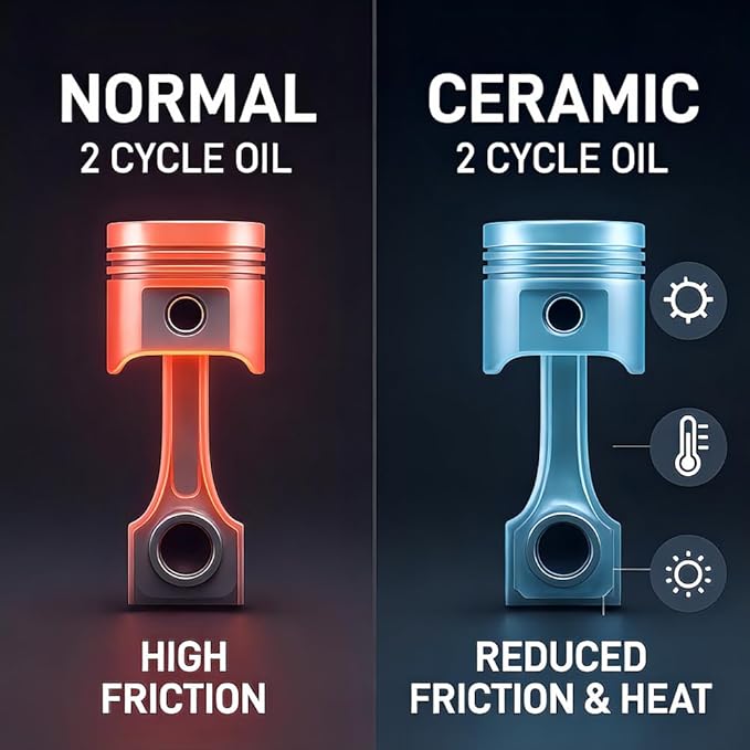 Marine Plus 2 Stroke Oil with Ceramic Coating, TC-W3, Low Smoke, Pre Mix and Direct Injection 2 Stroke Engines - 1 Gallon