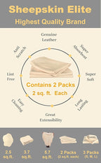 SHEEPSKIN ELITE Chamois Drying Cloth Car Drying Towel Real Leather Super Absorbent Fast Drying Natural Chamois Car Wash Cloth Accessory (2 SQ Each, 4 SQ FT in Total)