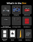 GKU 4K 3 Channel Dash Cam Front and Rear Inside, 3" IPS Screen, 5.8GHz WiFi Dash Camera for Cars, Built-in GPS, G-Sensor, 64GB Card Included, 24H Park Mode