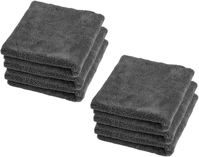 600GSM Microfiber Car Cleaning Towels - Thickened Detailing Drying Cloths (1/3/6/9pcs, 40x40cm) for Ultimate Car Care(Gray 6pcs)