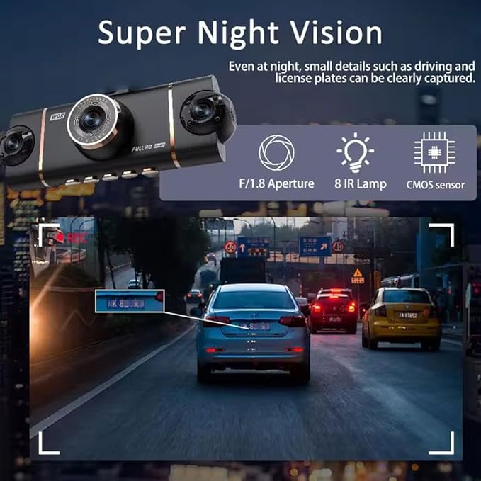 4 Channel Dash Cam for Cars Front Rear Inside & Left Right,360° Dash Cam Front Rear Inside & Left Right, 4K+1080P*3 FHD Car Camera, 5GHz WiFi & App Control,24H Parking Mode,G-Sensor,Loop Recording