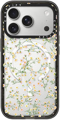 CASETiFY Impact iPhone 17 Pro Case [Slim/Compatible with Magsafe / 8.2 ft. 4X Military Grade Drop Protection] - Pressed Flowers Dainty - Clear Black