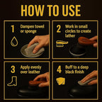 Black Saddle Soap for Leather – 3-Piece Saddle Soap Kit for Leather Cleaning, Boots, Tack, and Saddles – Includes Applicator and Cloth – Leather Soap and Conditioner for Leather Boots and Tack Care