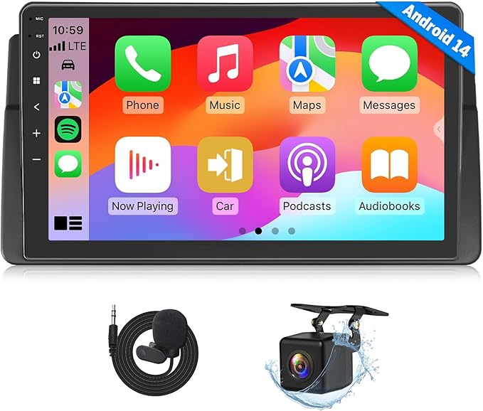 Eonon Car Stereo 4+64GB for BMW 3 Series 325i 330i M3 (E46) 1998-2006, Android 14 Wireless CarPlay Stereo, 9 Inch Touchscreen Android Auto Radio, Bluetooth/SWC/GPS, (E46X7 Upgrade)
