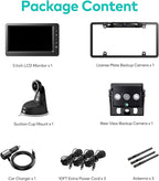 Backup Camera for RV, Split Screen 5 Inch HD Monitor W/Wireless License Plate Backup Camera & Wireless Rear View Camera, IR Night Vision Waterproof For Trailer, 5th Wheel