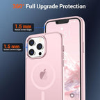 SUPFINE Magnetic for iPhone 13 Pro Max Case with Screen Protector (Compatible with MagSafe) (Military Grade Drop Protection) Translucent Matte Shockproof Phone Cover,Light Pink