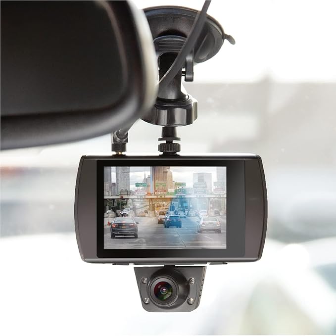 Car and Driver Full HD Dual-View Dash Cam, Front- and Rear-View System with Modular Camera, 150-Degree-Angle Lens, Night Vision, Collision Detection, and G-Sensor