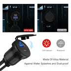Type C 3.1 & USB 3.0 Car USB Port Mount Flush Cable Male to Female, Dashboard Panel Extension Cable for Car Boat Motorcycle with LED Indicator (3 feet)