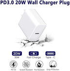 iPhone Fast Charger Cable,Fast Charger iPhone 20W PD USB C Wall Charger Type C Power Adapter Lightning Cable Fast Charging Plug Compatible with iPhone14/13 Pro/12/11/XS/Max/XR/X/8 Plus/SE 2022,iPad