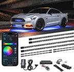 LEDGlow 4pc Bluetooth Million Color LED Underbody Underglow & 4pc Interior Footwell Accent Lighting Kit for Cars - Smartphone App - Courtesy Lights - Create Any Color - Control Box