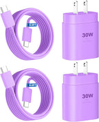 Phone 17 16 15 Charger Fast Charging,30W USB C Phone 17 16 15 Pro Max Charger Block &6.6FT Long Type C Cable Cord for i.Phone 17/Air/17 Pro/17 Pro Max/16/16 Plus/16Pro/16 Pro Max/15/15 Pro Max,Purple