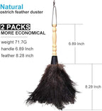 Midoneat Natural Black Ostrich Feather Duster,2 Packs,Car Duster Interior/Exterior Cleaner, Cleaning for Blinds Kitchen Keyboard Office, Smart and Soft and Fluffy (Black)