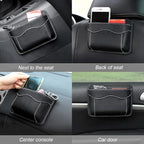 Moly Magnolia Car Seat Side Pocket Organizer, American Flag PU Leather Storage Bag, Pen Phone Holder Tray Pouch Seat Gap Filler, Interior Accessories for Auto Door Window Console (Beige)