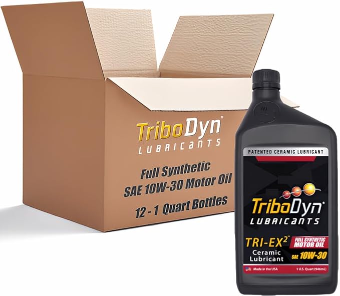 Tri-Ex2 10W-30 Full Synthetic Motor Oil – Patented Ceramic Coating – Reduced Friction - More Power - Fuel Economy - Extended Engine Life (12 Quart Case)