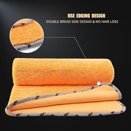 SPTA Drying Towel, Car Wash Drying Towel for Spotless Shine, Highly Absorbent, Scratch Free Large Microfiber Towel for Car wahing, 29.1 x 35 inch, Orange-MT031