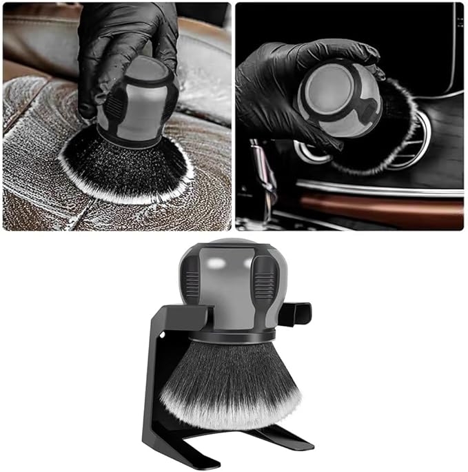 AUCELI Car Detailing Brush, Ultra Soft Auto Interior Dusting Brush with Storage Rack, Car XL Synthetic Brush Cleaning Tool, Universal Covers Large Area Inside or Outside Vehicles(Gray/Style A)