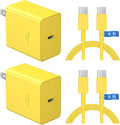 45W Tpye C Charger, USB C Charger 2-Pack iPhone 15 16 Charger 6FT with iPhone 16/16 Plus/16 Pro/16 Pro Max/iPhone 15/15 Pro Max/iPad Pro/AirPods/Galaxy S25 S24 S23 S22 S21,Android Charger(Yellow)