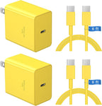 45W Tpye C Charger, USB C Charger 2-Pack iPhone 15 16 Charger 6FT with iPhone 16/16 Plus/16 Pro/16 Pro Max/iPhone 15/15 Pro Max/iPad Pro/AirPods/Galaxy S25 S24 S23 S22 S21,Android Charger(Yellow)