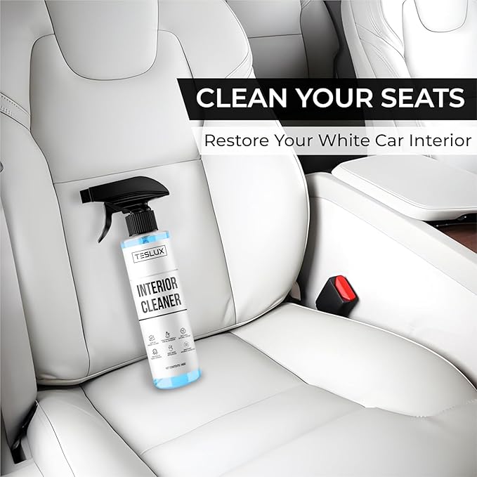 Interior Cleaner For Tesla White & Black Vegan Leather - Stain Remover - Solution for Complete Interior Cleaning - Ideal for Seats, Doors, Console, Dash - Accessories For Tesla Model 3, Y, S, X