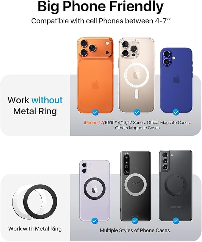 andobil for MagSafe Car Mount [Strongest Magnet, 1S Install] Magnetic Phone Holder for Car Vent 360 Adjustable Compact Magnetic Car Phone Holder Mount for iPhone 17 Pro Max 16 15 14 13 12 Plus Mini
