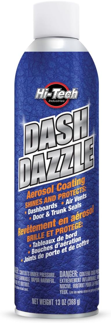 Hi-Tech Dash Dazzle Interior Detailer Aerosol Coating Spray 13oz - Shines & Protects - Great for Dashboards, Air Vents, Door, Trunk Seals & More
