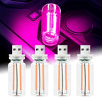 4Pcs Car USB Night Light, Touch Adjustment LED Ambient Lighting Plug in USB Automotive Night Lamps, Mini LED Bulb for Car, Camping, Holiday, Decoration, Bedroom, Party(Pink)