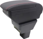 YJYWZH Armrest Box for Nissan Almera Versa 2020-2024 Car Center Storage Box Hand Centre Consoles Cup Holder Arm Rest Double-Layer Black Accessories