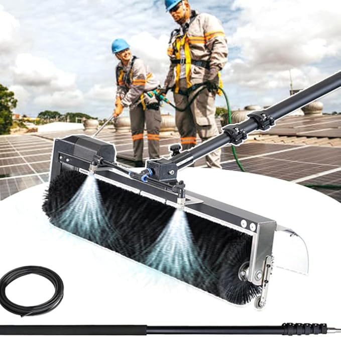Electric Solar Panel Cleaning Tool with Roller Brush and Water Fed Pole for Efficient Photovoltaic Maintenance