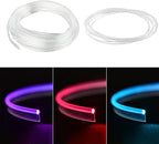 Fiber Optic for Car Interior Light, 197 Inch 3mm Transparent Skirt Side Glow Light Guide Cable, Car Ambient Lighting Extension Fiber Optic with Skirt