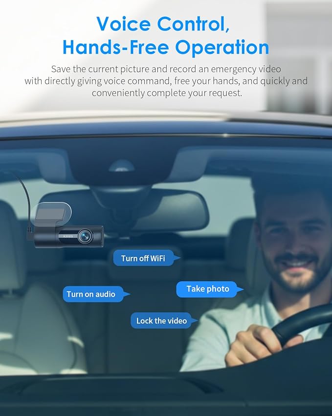 KAWA 3K Dash Cam Front, 32GB SD Card Included, Voice Control, Built-in Wi-Fi, 24/7 Parking Mode, G-Sensor, Night Vision, Loop Recording, App Control, 3K Dashcam for Cars, Truck, RV, SUV, Van