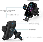Piosoo Wireless Car Charger-Cup Holder Phone Mount,Automatic Infrared Smart Sensor Clamping Qi 15W Fast Universal Adjustable Cell Phone Wireless Charging Air Vent Cradle
