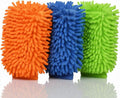 Raeyuan 3-Pack Car Wash Mitt, Premium Chenille Microfiber Wash Glove for Auto Detailing, Scratch Free & Lint Free Cleaning Kit with Elastic Cuff, Color Coded System (Blue, Orange, Green)