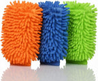 Raeyuan 3-Pack Car Wash Mitt, Premium Chenille Microfiber Wash Glove for Auto Detailing, Scratch Free & Lint Free Cleaning Kit with Elastic Cuff, Color Coded System (Blue, Orange, Green)