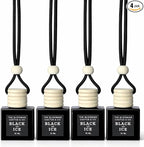 4 Pack Air fresheners | Premium Car Diffuser – Handmade in USA | Phthalate-Free, Non-Toxic Fragrance | Stylish Air Freshener for Car & Small Spaces. (10 ml All Black - Black Ice (Type) set of 4)
