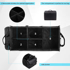 Large Trunk Organizer for Car, SUV, Truck with Removable Cooler Bag-Collapsible Multi Compartments w/Foldable Cover, Non Slip Bottom Cargo Storage (Black)