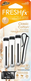 Armor All Fresh FX Car Air Fresheners, Car Odor Eliminator, Set of 4 Vent Sticks, Classic Cotton Scent